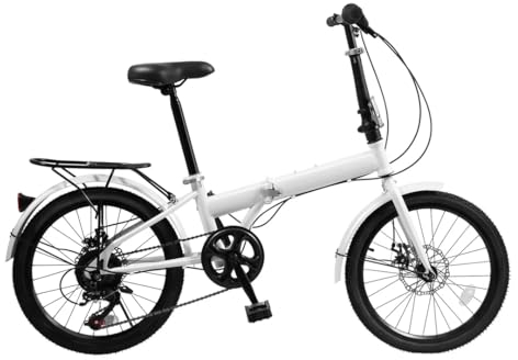 Faltrad für Erwachsene, Doppelscheibenbremse, faltbares Fahrrad, Licht, Reise, Mountainbike, Weiß
