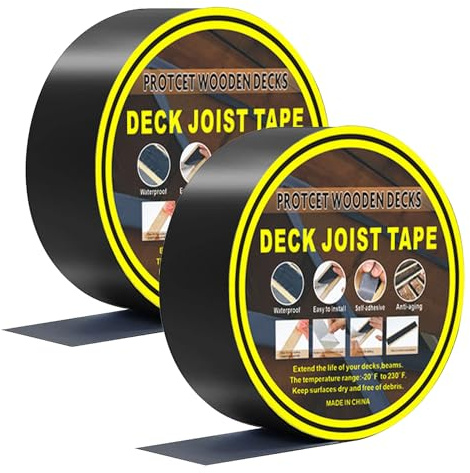 Kingsea 2er-Pack 50 x 50 wasserdichtes Deck Joist Tape, Deck Joist Butyl Tape, Joist Tape für Decking, Decking Beam Tape, selbsthaftendes Flashing Joist Tape für Joists Beams Wood Deck