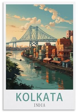 LNUYITR Vintage-Reiseposter mit Indien, Kalkutta, 20 x 30 cm, Leinwand-Kunst-Poster und Wandkunst, Bilddrucke, modernes Heim-, Schlafzimmer-Dekor-Poster