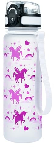 Baagl Gourde anti-fuite pour enfants, 500 ml, bouteille d'école et de sport, pour garçons et filles, en Tritan, (licorne royale)