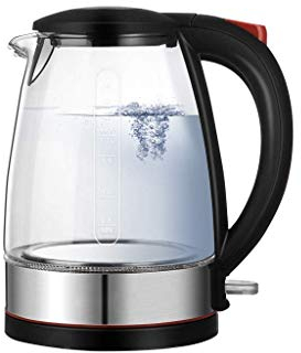 hot water kettle, Electric - 1.7 Liter Blue Led Illuminated Portable Office Auto Power off Stainless Steel Quick Boil Tea Jug Kettle Black Easy to Use
