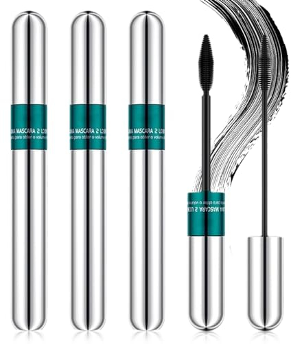 2 in 1 4D Silk Fiber Lash Mascara, 2024 Neu Curl Long Lasting Mascara, Lash Extension Mascara,Verlängerung Volumen Eyelash Mascara für Natürlichen Lange Wimpern Not Blooming Lang anhaltend (#02, 3PC)