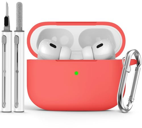 Ljusmicker Custodia per AirPods Pro con kit di pulizia, custodia protettiva in silicone morbido per Apple AirPod Pro 2 e 1a generazione per donne e uomini, accessori per AirPods Pro 2 con portachiavi,