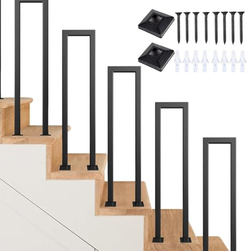 Main Courante pour Escalier U, Garde Corps Exterieur, Rampe Escalier Intérieur, Rampe Escalier en Forme de U, Noir Garde Corps en Métal pour Extérieur, Balcons, Couloirs. (Noir, U-100CM)