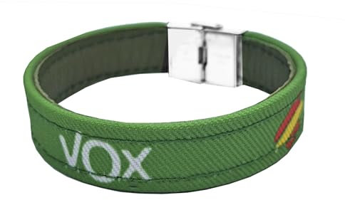 Tiendas LGP - Pulsera Rígida de Loneta con diseño de VOX y Bandera de España, Verde