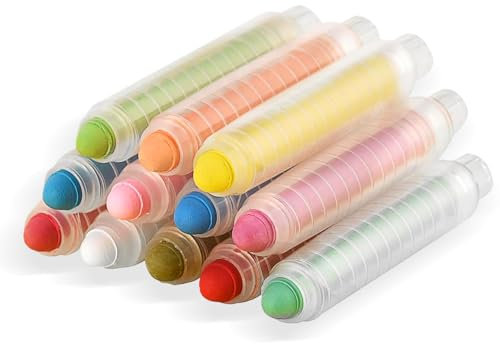 Anti-Dust Coloured Chalk Pack of 12 Assorted Chalk Holder for Teachers Kids Blackboard Drawing Writing