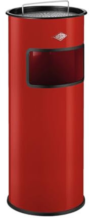WESCO mittlerer Standascher mit Sieb in der Farbe rot pulverbeschichtetes Stahlblech, 30 Liter Volumen, Einwurfschlitz, ohne Einsatz