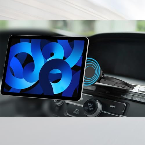 pluX CD Slot Tablet Mount for Car, CD Player iPad Holder Car Front Tablet Bracket Ultra Sturdy Magnetic Design Design for 4-13 Tablet & Phones, iPad Pro/Air/Mini, Galaxy, iPhone