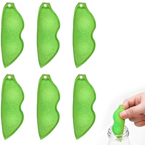 Magic Beans Bottle Cleaner, Magic Beans, Pack of 6 Beans Bottle Cleaning Sponge, Cleaning Brush, Magic Beans Bottle Cleaner Sponge, Kitchen Sponges in Pea Shape, for Cleaning Bottles