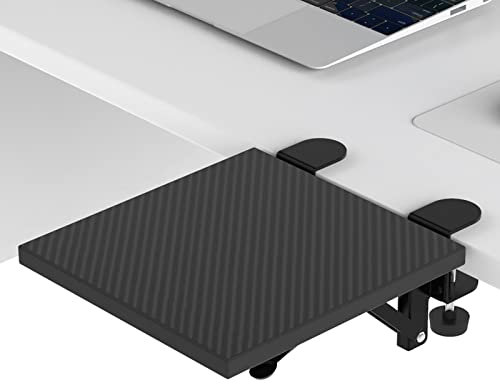 Sisyphy Ergonomics Desk Extender Tray, 9.5x9.1 Punch-Free Clamp on, Foldable Keyboard Drawer Tray, Table Mount Arm Wrist Rest Shelf, Computer Elbow Arm Support