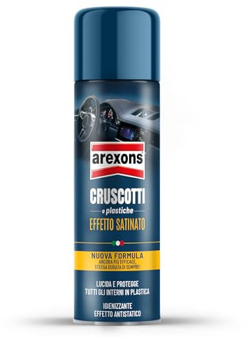 Arexons Cruscotti e Plastiche Effetto Satinato 400ml, Lucida e Protegge Superfici in Plastica, Igienizzante