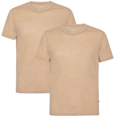 DANISH ENDURANCE 100% Merino T-Shirt Herren, 1er & 2er Pack, Sandfarben, L