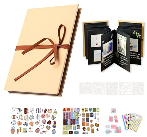 Solinorex Album Scrapbooking Kit - Album Fotografico Pieghevoli Personalizzabile 17,5 x 11,5cm, Scrapbook Fotografico Fai Da Te Sono Regali Ideali per Lauree, Compleanni, Matrimoni e Viaggi