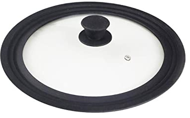 Pot Lid Heat Resistant 28-30-32cm Frying Pan With Lid Multifunctional Glass Wok Lids Covers Round Silicone(Black lid,28-30-32cm)