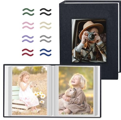 Popotop 2 Pack Fotoalbum 10 x 15 cm, kleines Leinen-Slip-In-Fotoalben Buch für 80 Fotos mit 40 Taschen, Geburtstagsgeschenke für Frauen, Mutter, Familie, Baby