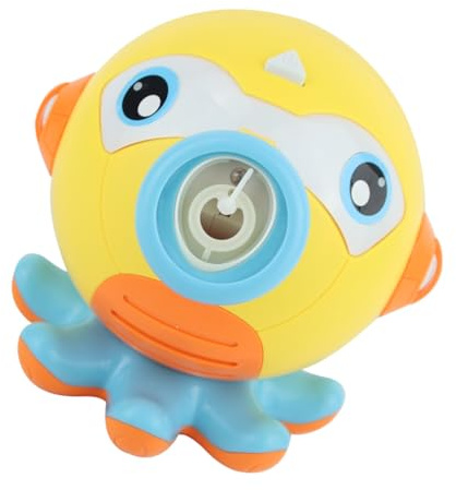 CLISPEED Musical Bubble Maker Cartoon Octopus Bubble Machine with Light and Strap for Outdoor Portable Abs Material Interactive Fun