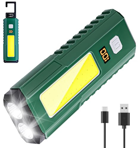 Kssvzz LED Werkstattlampe, 800LM Ultrahelle COB Arbeitsleuchte mit Drehbar Magnet Haken, Wiederaufladbare Inspektionsleuchte für Notfälle, Auto Reparaturen und Außenbeleuchtung