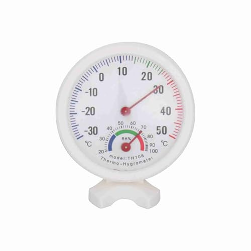 WAHEWUD Pointer Thermometer, Analog Hygrometer, White Th108 Dial with Hanging Hole and Adjustable Port Minus 22 to 122 F Range, Temperature Gauge for Office Home 2.95 Inch