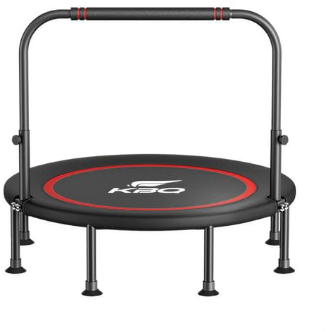 48 Silent Trampolin mit Griff - Faltbares Fitness-Trampolin für Erwachsene, Low-Impact-Bounce-Übung, Aerobic-Workout, Home Gym, Gewichtsverlust, 330 Pfund Kapazität