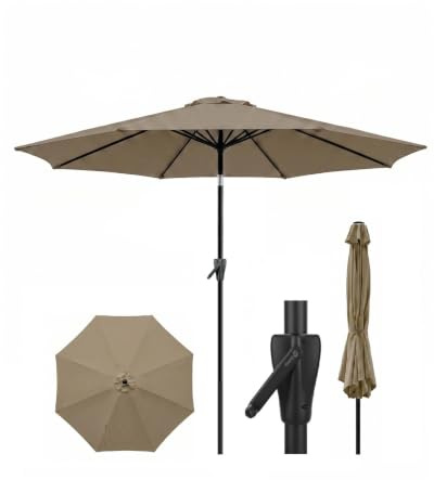 Sekey Alu-Sonnenschirm 300 cm mit Kurbel, Stoffgewicht 180 g/m², UV-Schutz 50+, unterer Mast 38 mm für Stabilität, leicht & langlebig, kippbar für Balkon, Garten & Terrasse