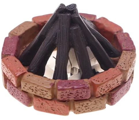 Ngbbby Cheminée de Maison de poupée, Faux feu LED en résine réaliste, Mini feu Camp 2.2x1.4 Pouces pour Maison poupée, Micro décor Jardin féerique