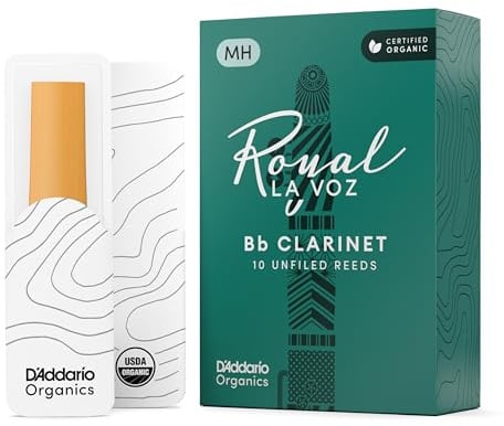 D'Addario Organic Royal La Voz Bb Clarinet Reeds, Strength Medium, 10-pack