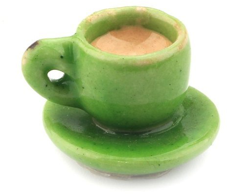 MyTinyWorld Dolls House Miniature Handmade Cup of Coffee/Tea - Green Ceramic