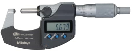 Mitutoyo 395-271-30 Series 395 Spherical Face Micrometres, Spherical Anvil & Spherical Spindle, 0 mm-25 mm Range