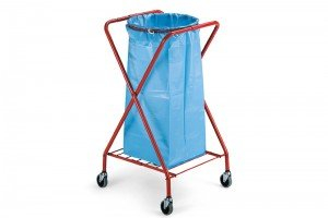 Carrello Portasacco Rifiuti Clintex [ Porta Sacco Spazzatura con Ruote per Sacchetto Pattumiera da 120L ] Supporto Immondizia Pieghevole in Metallo Verniciato