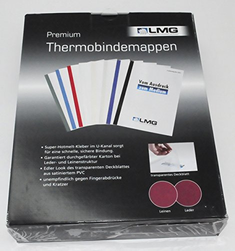 LMG LMG-BMDLM-SW-R2 Premium Thermobindemappe Lederstruktur mit matter Vorderseite, 2 mm, 50 Stück