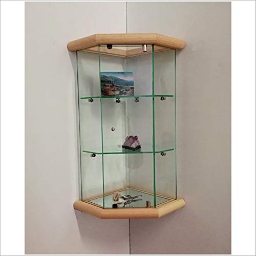 Glashängevitrine zur Wand Winkel VM502T-TR (hellem Eichenholz Holz)