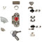 Gedotec Zylinder-Drehstangenschloss Möbel-Aufschraubschloss Kleider-Schrank | Möbelschloss Anschlag LINKS | Zylinderschloss Dornmaß 25 mm | Stahl vernickelt | 1 Set - Schrank-Schloss für Schranktüren