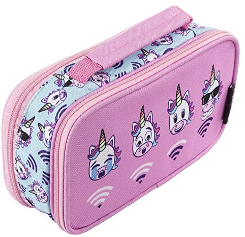 Fringoo, Federmäppchen für Jungen / Mädchen, mit 2 Fächern und Griff Large Unicorn WiFi - 2 Compartments