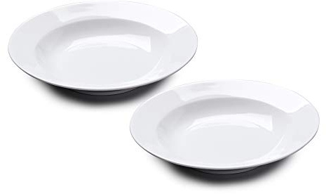 WM Bartleet & Sons 1750 TSET129 Traditional Set of 2 Porcelain Individual Soup, Cereal, Rice, Noodle, Salad Bowls with Rim 22cm – White