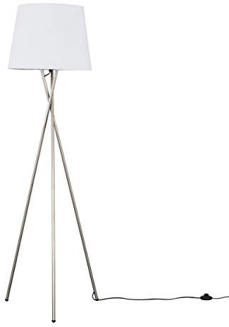 MiniSun | Modern Brushed Chrome Floor Lamp with a White Tapered Shade | Floor Lamps & Torchieres, Home Décor & Improvement Essential | Includes 6W LED Bulb [3000K Warm White]