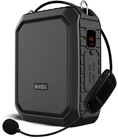 Amplificador de voz inalámbrico con auriculares de micrófono, micrófono de auriculares recargable de 18 W con altavoz, megáfono de sistema PA personal impermeable ResponseBridge para profesores etc.