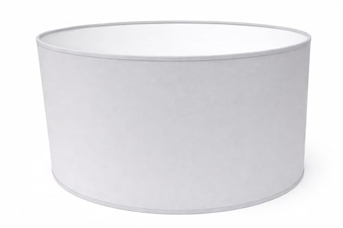 Zylinder Lampenschirm Baumwolle Stoff handgefertigt für Deckenleuchte, Tischleuchte, Stehlampe (Grau, 45 cm Durchmesser 25 cm Höhe)
