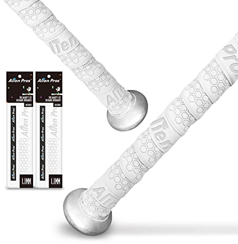 Alien Pros Baseball Griffband (2 Griffe) - 1,1 mm vorgeschnittenes Griffband für EIN professionelles Griffgefühl - Ersatz für den Alten Baseballschlägergriff (2 Griffe, Weiß)