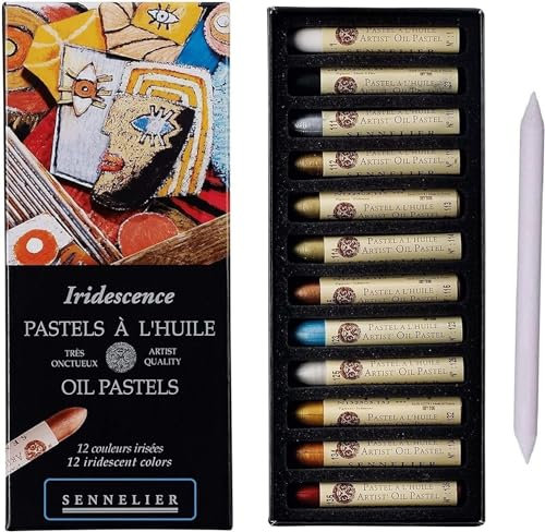 Sennelier Pastels à Huile Iridescent 12 Couleurs - Made in France ET ESTOMPE
