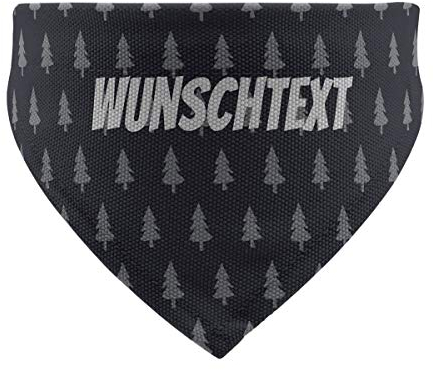 printplanet® - Hundehalstuch mit Name oder Text - Halstuch für Hunde - Layout Bäume Dunkelblau - Größe S