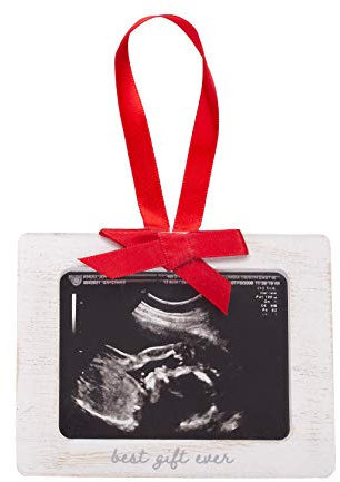 Pearhead Sonogram Picture Ornament, Baby Ornament, Gift for Expecting Parents, Ultrasound Photo Frame, Holiday Pregnancy Announcement Gift, Rustic Christmas