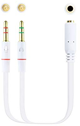 Nanocable 10.24.1203 - Cable Adaptador Audio Jack 3.5/H de 4 Pines a 2 Jack 3.5/M de 3 Pines, Blanco, 20 Cm