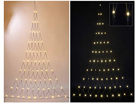 LED Lichternetz Tannenbaum Lichterkette Lichtervorhang warm-weiß innen + außen