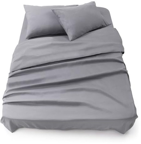 Blumtal Completo lenzuola matrimoniali 3pz - completo letto matrimoniale certificato OEKO-TEX - lenzuolo con angoli 160x200x30cm + lenzuolo 240x275cm + federa cuscino 50x80cm in microfibra - grigio