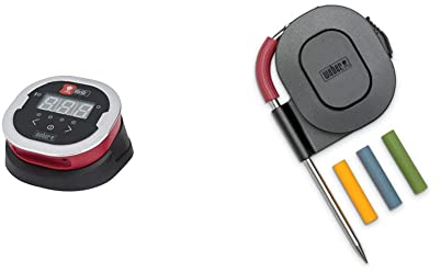 Weber 7221 iGrill 2 Bluetooth Grill-Thermometer, 3.2 x 10.8 x 5.0 cm & 7211 Fleischtemperaturfühler, Temperaturbereich von -30 bis +300 °C, schwarz, 3.2 x 10.8 x 5.0 cm