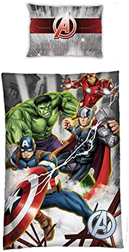 Disney Avengers Bettwäsche-Set, Bettbezug 140 x 200 cm Kissenbezug 63 x 63 cm, Polyester…