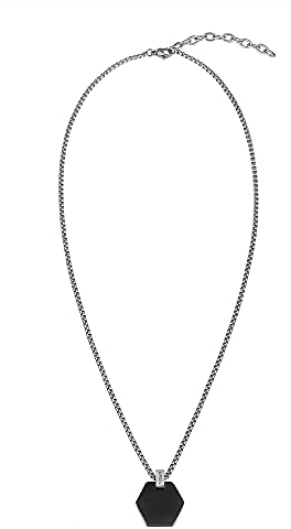 Breil - Herrenhalsband Kaleido Collection TJ3061 - Herrenschmuck - Polierte Stahlkette mit Anhänger für Herren, mit Satin-Finish - Verstellbare Länge von 47 cm bis 52 cm