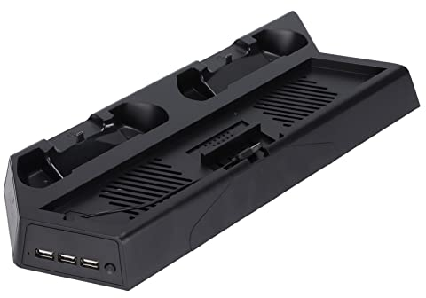 Topiky pour PS4 Chargeur de Contrôleur de Support Vertical avec Ventilateur de Refroidissement et Stockage de 14 Disques de Jeu pour PS4/PS4 Pro/PS4 Slim Fan Cooler Double