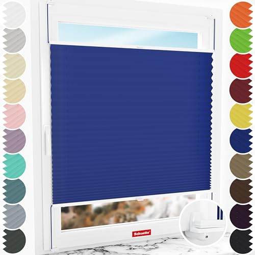 Schuette® Plissee ohne Bohren ● Premium Kollektion: Deep Lagoon (Blau) ● 30x80cm (Breite x Höhe) ● Suprafix Faltrollo X Klemmfix Rollo ● Blitzschnelle Montage inkl. Video