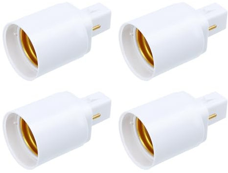 VILLCASE 4pcs G24d to E27 Light Socket Adapter, G24D to E27 Lamp Base Converter, 2 Pin Screw Base Converter, Light Bulb Holder Lamp Adapter for Bulbs